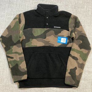 Columbia Mens Rugged Ridge Sherpa Half Snap Outdoor Sweater in Black/Camo